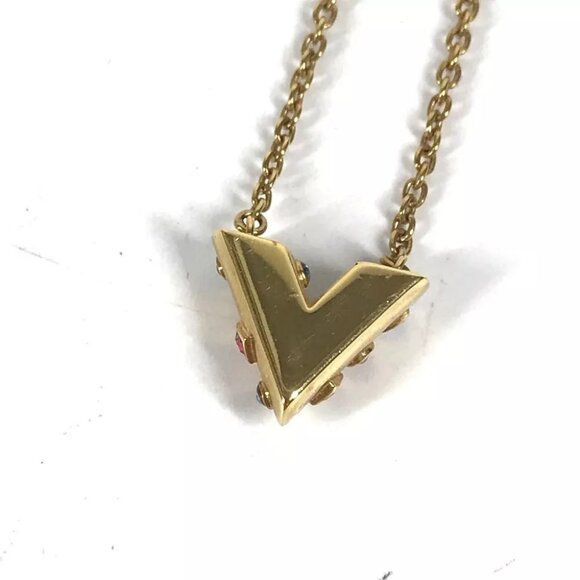 Auth LOUIS VUITTON M68920 Accessories Essential V Planet V logo Chain Necklace - Picture 7 of 11